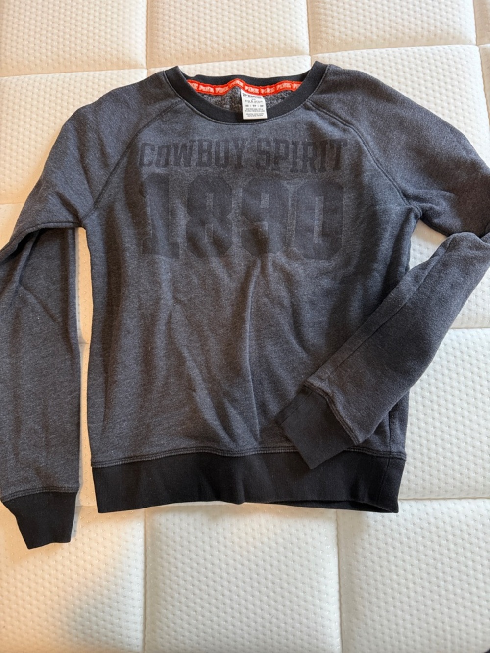 Victoria's Secret PINK Grey Sweatshirt with Orange Trim